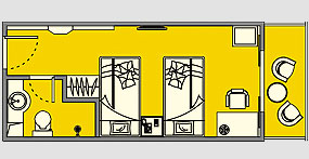 总统一号阳台标准客房平面图